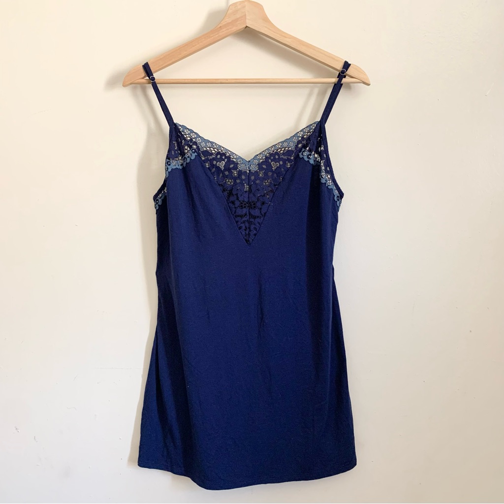 Victoria's Secret Blue Lace Sleeveless Night Gown Large